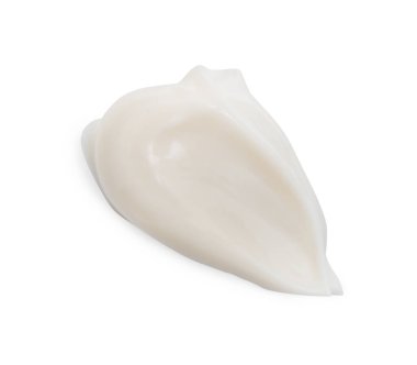 Lezzetli taze mayonez sosu beyaza izole edilmiş, üst manzara.