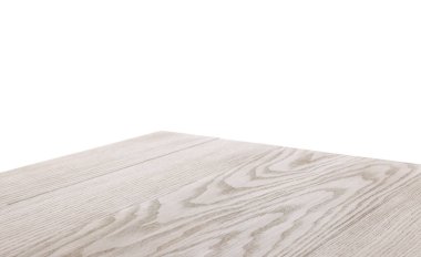 Boş açık ahşap masa beyaz üzerine izole