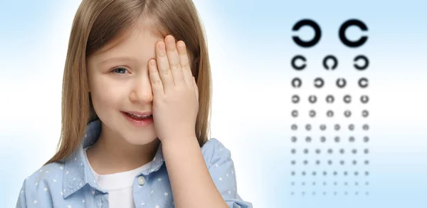 Teste Visão Menina Gráfico Olho Fundo Gradiente Design Banner — Fotografia de Stock