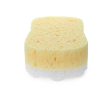 Bir yeni sarı sünger beyazda izole edilmiş.