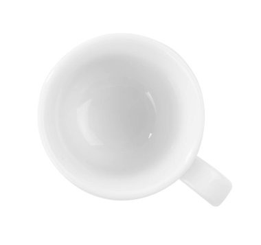 Seramik bardak beyaz, üst görünümde izole