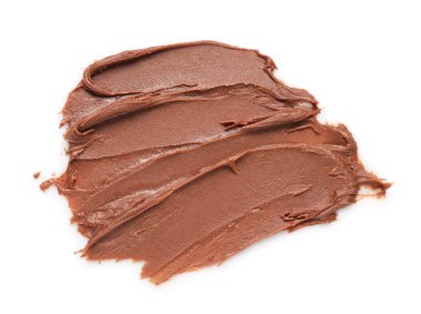 Lezzetli fındık ezmesinin kokusu beyaza izole edilmiş, üst manzara