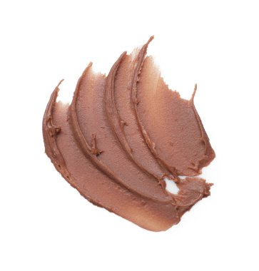 Lezzetli fındık ezmesinin kokusu beyaza izole edilmiş, üst manzara