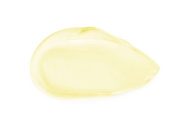 Sample of cosmetic gel isolated on white, top view