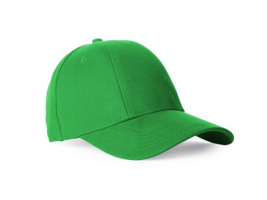 Beyazda izole edilmiş şık yeşil beyzbol şapkası