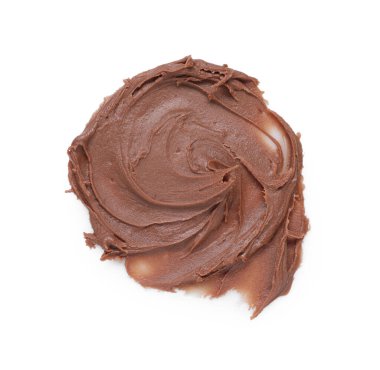 Lezzetli fındık ezmesinin kokusu beyaza izole edilmiş, üst manzara