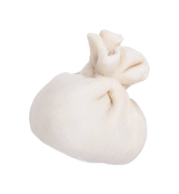 Beyaz üzerine pişmemiş khinkali (hamur tatlısı). Gürcistan mutfağı