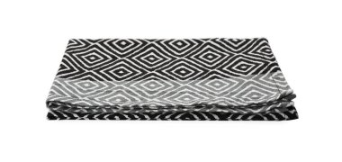 Beyaz üzerine izole edilmiş güzel desenli mutfak havlusu.