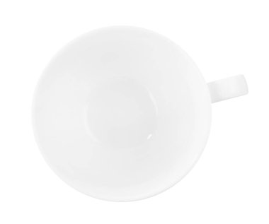 Seramik bardak beyaz, üst görünümde izole
