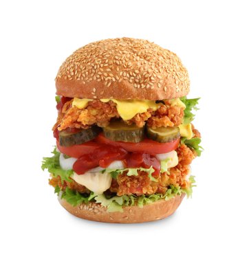 Lezzetli hamburger ve çıtır tavuk köftesi.