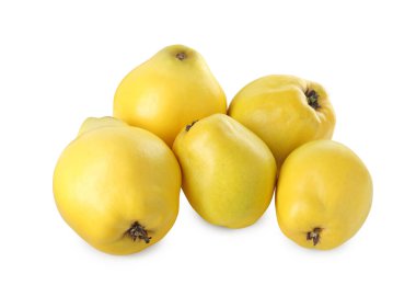 Lezzetli taze ayva bıldırcınlar beyazda izole edilmiş.