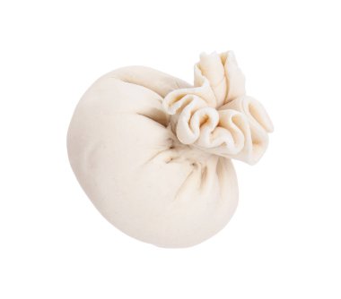 Beyaz üzerine pişmemiş khinkali (hamur tatlısı). Gürcistan mutfağı