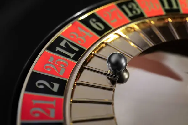 Roue Roulette Avec Bille Gros Plan Jeu Casino — Photo