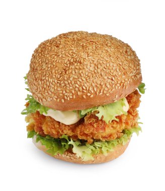 Lezzetli hamburger ve çıtır tavuk köftesi.