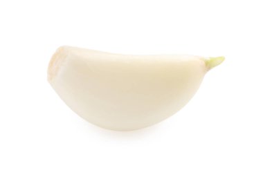 Soyulmuş bir diş sarımsak beyaza izole edilmiş.