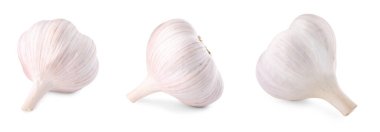 Taze sarımsak soğanları beyaza izole edilmiş.