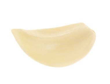 Soyulmuş bir diş sarımsak beyaza izole edilmiş.