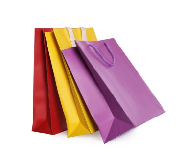 renkli Kağıt poşetler üzerinde beyaz izole