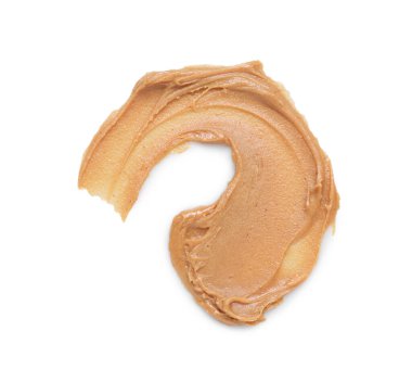 Lezzetli fındık ezmesinin kokusu beyaza izole edilmiş, üst manzara