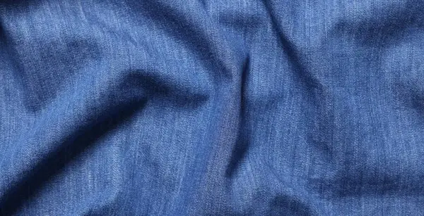 Textura Tecido Azul Amassado Como Fundo Vista Superior — Fotografia de Stock