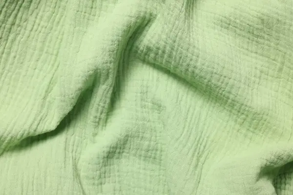 Textura Tecido Crumpled Verde Como Fundo Vista Superior — Fotografia de Stock