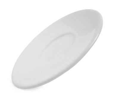 Bir adet temiz seramik daire beyaza izole edilmiş.