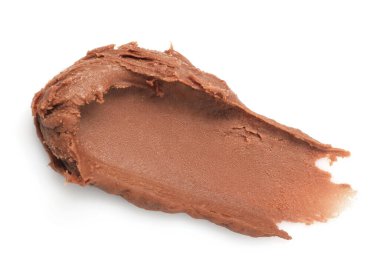 Lezzetli fındık ezmesinin kokusu beyaza izole edilmiş, üst manzara