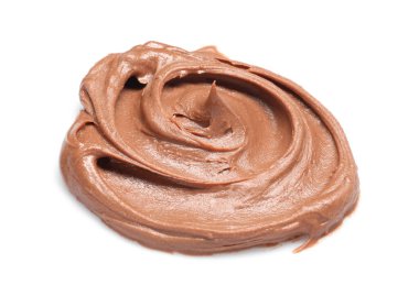 Beyaza izole edilmiş lezzetli fındık ezmesi örneği