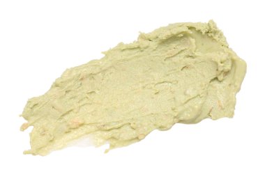 Lezzetli fındık ezmesinin kokusu beyaza izole edilmiş, üst manzara