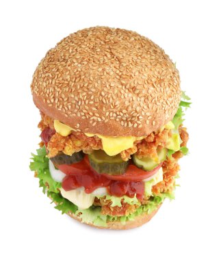 Lezzetli hamburger ve çıtır tavuk köftesi.