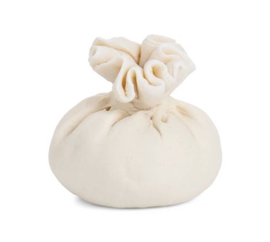 Beyaz üzerine pişmemiş khinkali (hamur tatlısı). Gürcistan mutfağı