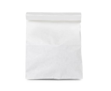 Bir kapalı kese kağıdı beyaza izole edilmiş.