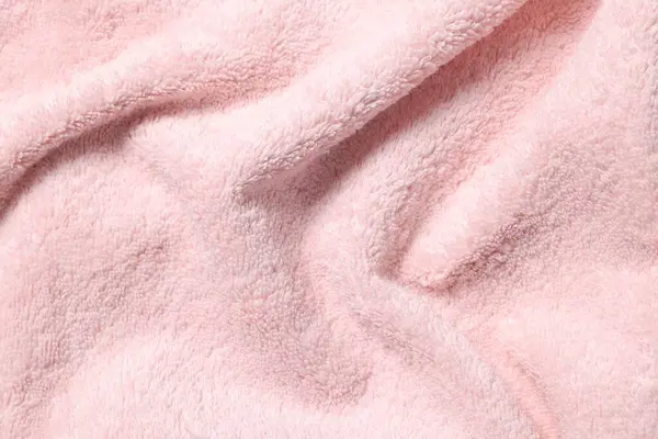 Textuur Van Roze Gerimpelde Stof Als Achtergrond Bovenaanzicht — Stockfoto