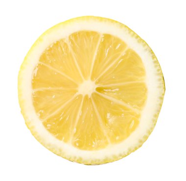 Limon dilimi beyaza izole edilmiş. Citrus meyvesi.