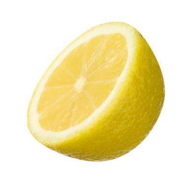 Limonun yarısı beyaza izole edilmiş. Citrus meyvesi.