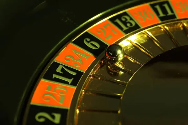 Roue Roulette Avec Bille Gros Plan Jeu Casino — Photo
