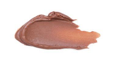 Lezzetli fındık ezmesinin kokusu beyaza izole edilmiş, üst manzara