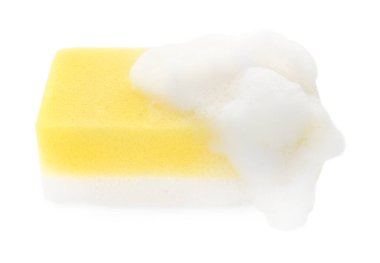 Beyaz köpüklü sarı sünger.