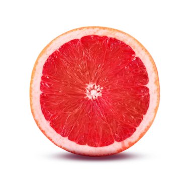 Olgun greyfurt üzerinde beyaz izole yarısı