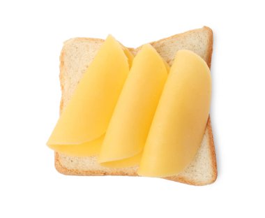 Lezzetli sandviç, taze peynir dilimleri beyaz, üst manzara.