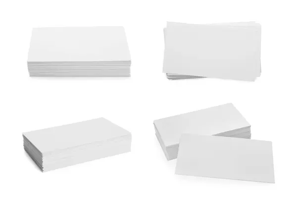 Birçok Boş Kartvizit Beyaz Üzerine Izole Edilmiş Set — Stok fotoğraf