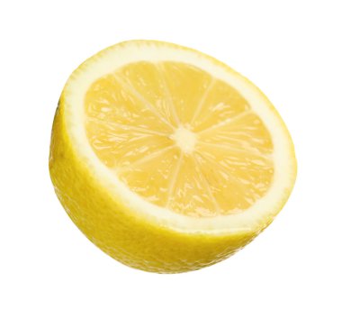 Limonun yarısı beyaza izole edilmiş. Citrus meyvesi.