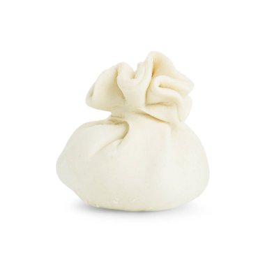 Beyaz üzerine pişmemiş khinkali (hamur tatlısı). Gürcistan mutfağı