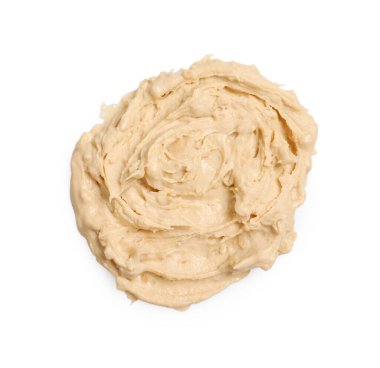 Lezzetli fındık ezmesi beyazda izole, üst manzara