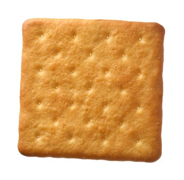 Lezzetli kuru kare kraker beyazda izole edilmiş.