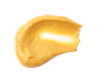 Taze hardal sosu beyaza izole edilmiş, üst manzara.