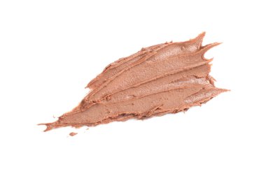 Lezzetli fındık ezmesinin kokusu beyaza izole edilmiş, üst manzara