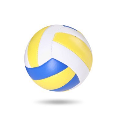 Beyaz zemin üzerinde havada bir voleybol topu