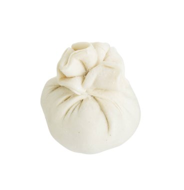 Beyaz üzerine pişmemiş khinkali (hamur tatlısı). Gürcistan mutfağı