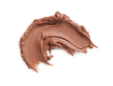 Lezzetli fındık ezmesinin kokusu beyaza izole edilmiş, üst manzara